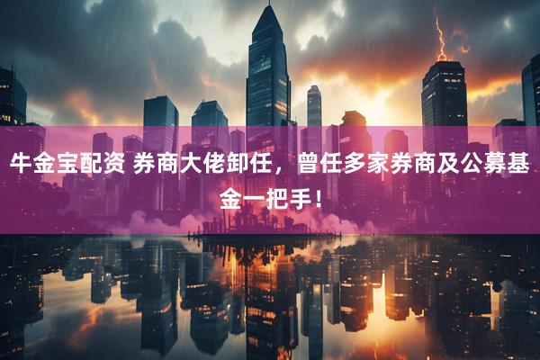 牛金宝配资 券商大佬卸任，曾任多家券商及公募基金一把手！